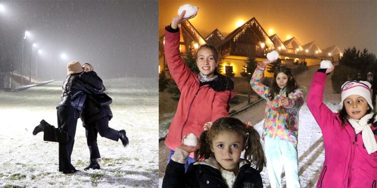 Palandöken'de gece kartopu keyfi