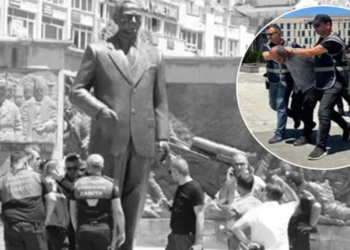 Atatürk Anıtı'na baltayla saldıran dayı ile yeğenin hapis cezası onandı