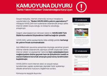 HAVELSAN'dan 'Sahte Yatırım Fırsatları' dolandırıcılığı uyarısı