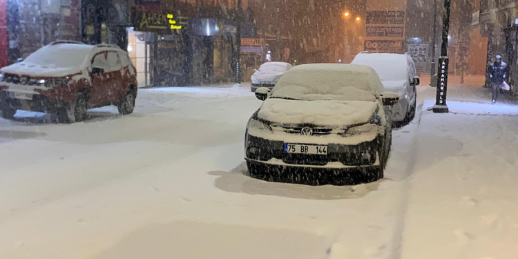 Ardahan ve Kars'ta soğuk hava yerini kar yağışına bıraktı