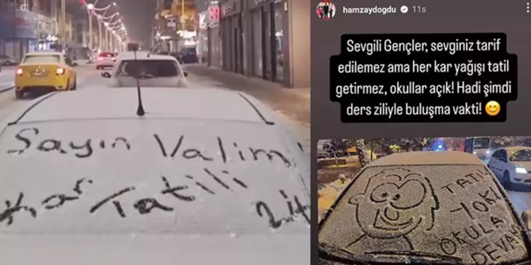 Otomobil camına 'Kar tatili' yazan öğrencilere validen cevap