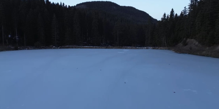 Sarıçiçek Göleti buz tuttu