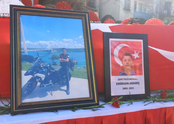 Şehit polis memuru Emirhan Aramış, son yolculuğuna uğurlandı