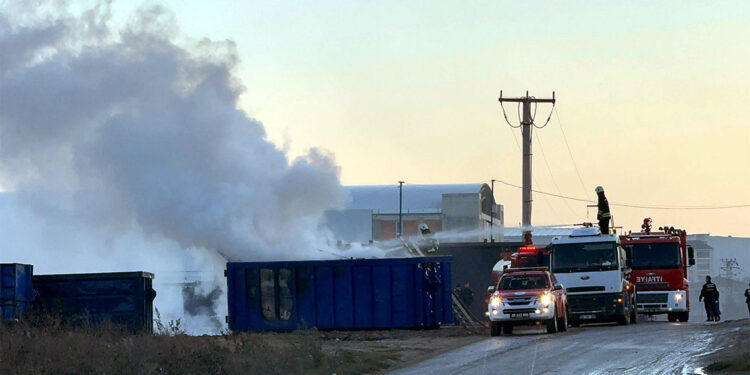 Tekirdağ'da konteyner üretim tesisinde yangın
