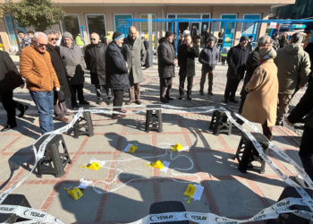 Edirne'de cadde ortasında 'olay yeri' sahnesi oluşturuldu