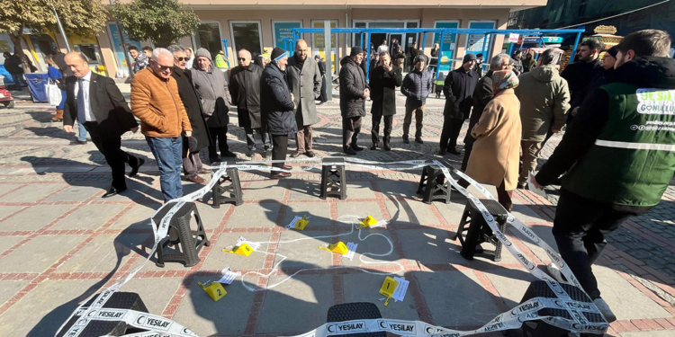 Edirne'de cadde ortasında 'olay yeri' sahnesi oluşturuldu