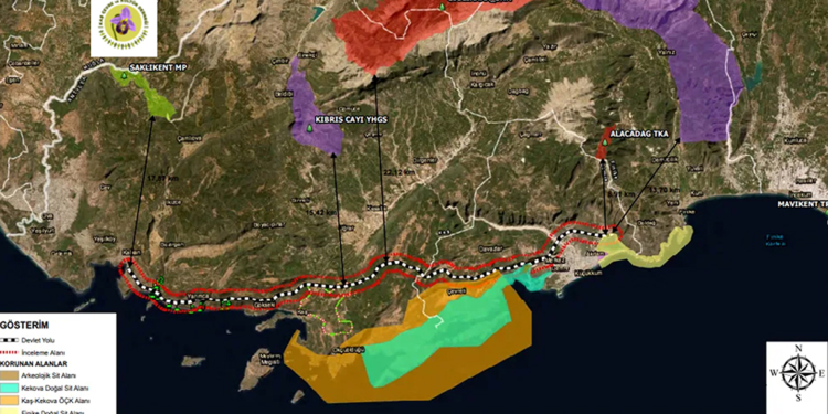 Finike- Kalkan bölünmüş yol projesinin iptali için 3 dava