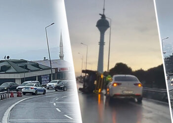 Büyükçekmece D-100'de kamyonet yan yattı