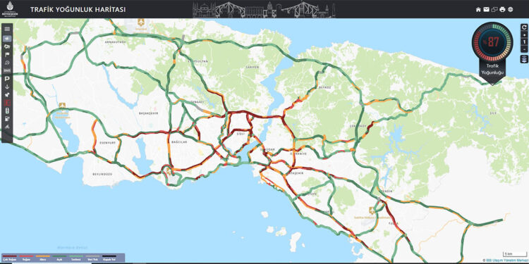 İstanbul'da trafik yoğunluğu yüzde 87'ye ulaştı
