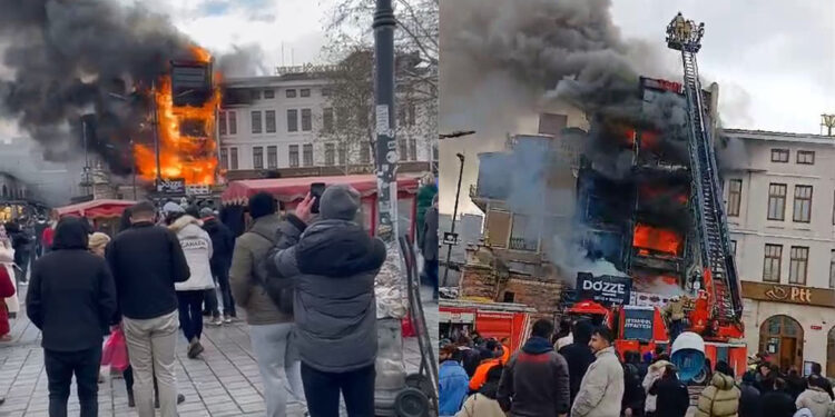 Mısır Çarşısı'nın yanındaki restoranda yangın