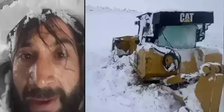 Şırnak'ta iş makinesinin üzerine çığ düştü; operatör kabinde sıkıştı