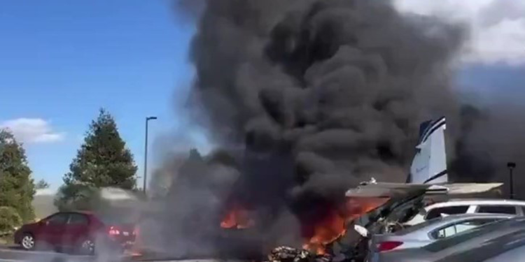 ABD'de kapısı açık havalanan küçük uçak düştü