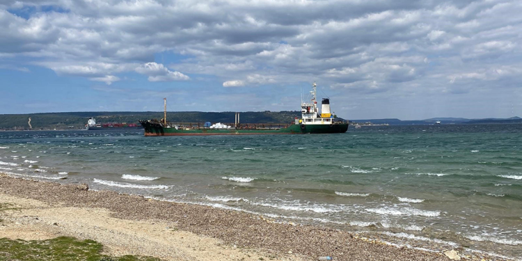 Çanakkale Boğazı'nda sürüklenen tanker karaya oturdu