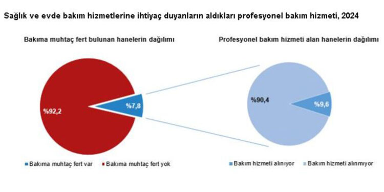 Hanehalklarının yüzde 7.8'i evde bakım hizmetine ihtiyaç duyuyor