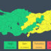 2 il için turuncu 29 il için sarı kodlu uyarı