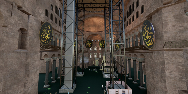 Ayasofya'nın ana kubbesinde tarihi restorasyon