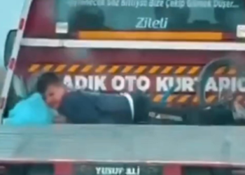 Çekicinin kasasında çocuk taşıyan sürücüye 9 bin 456 lira ceza