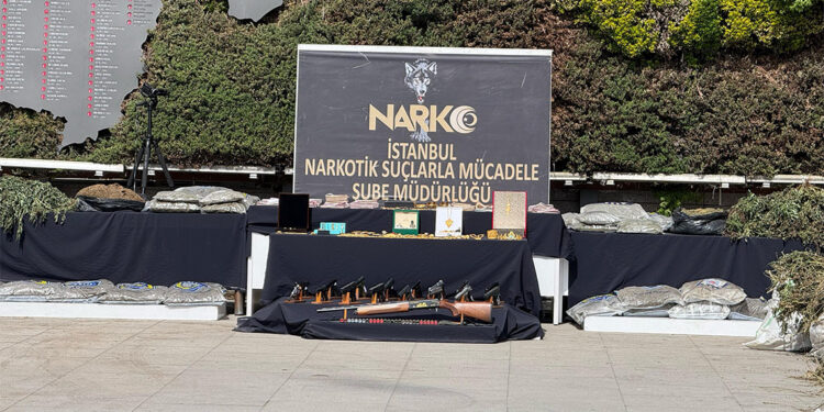 Orkinos Bulut operasyonunda ele geçirilenler emniyette sergilendi