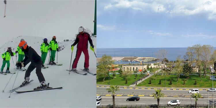 Karadeniz'de iki mevsim; sahilde piknik, yükseklerde kayak