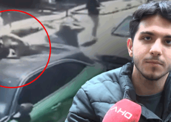 Zeytinburnu'nda deprem anında arabanın üstüne atladı