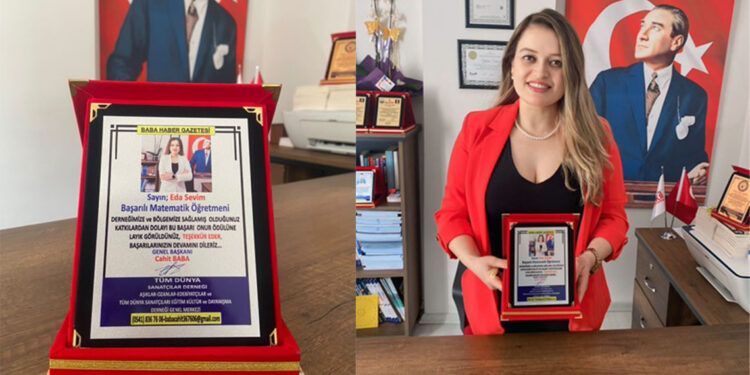 Matematik öğretmeni Eda Sevim'e Başarı Onur Ödülü verildi!