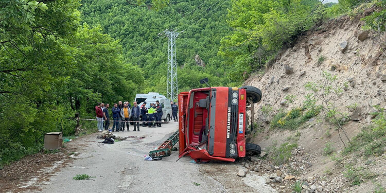 Artvin'de devrilen sondaj kamyonunda 1 kişi hayatını kaybetti