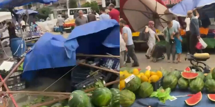 Bursa'da lodos yaşamı olumsuz etkiledi; pazar tezgahları devrildi