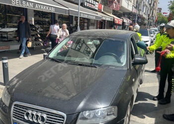 Bağcılar'da Trafik Haftası'nda polisten kadın sürücülere gül