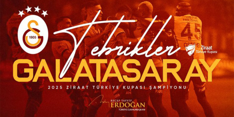 Cumhurbaşkanı Erdoğan Ziraat Türkiye Kupası'nı kazanan Galatasaray'ı tebrik etti