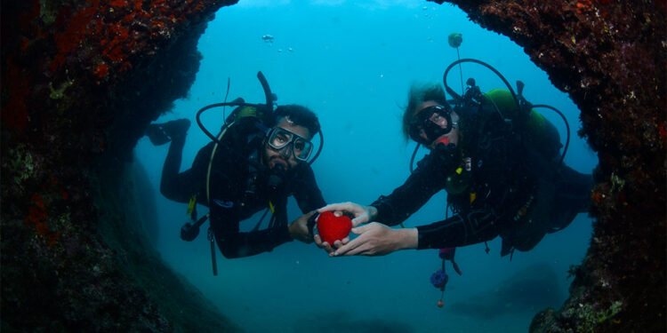 Dalış yaptıktan sonra 'Sevgi Geçidi'nde hediyeleştiler