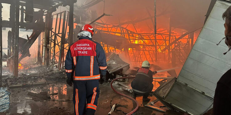 Fındık kırım fabrikasında yangın