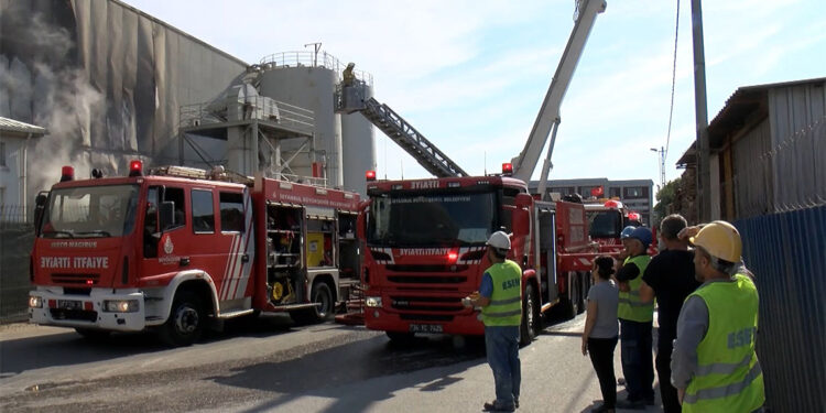 Tuzla'da taş öğütme fabrikasında yangın
