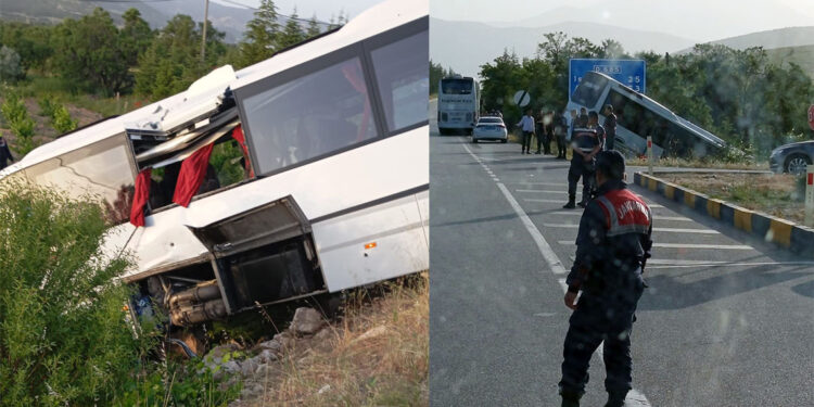 Isparta'da tur otobüsü şarampole düştü: 16 yaralı