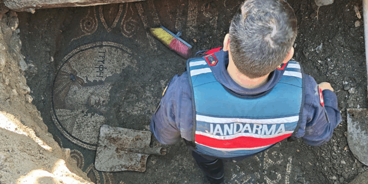 Tokat'ta izinsiz kazıda Antik Yunanca yazı olan mozaik bulundu