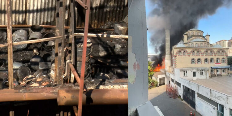 Sarıyer'de mobilya atölyesi alev alev yandı 