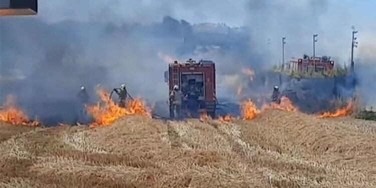 Silivri'de otluk alanda çıkan yangın çiftlik evine sıçradı