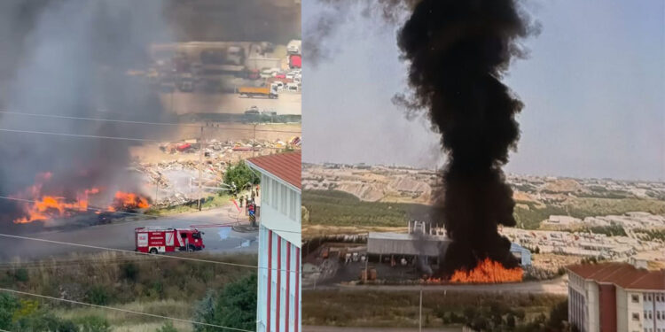 Kocaeli'de çöp ayrıştırma tesisinde yangın