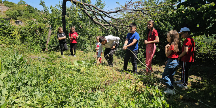 Köy okulunda hayvancılık ve tarımla eğitim