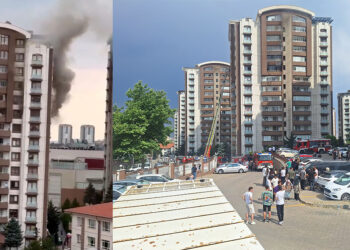 Ankara'da 14 katlı binada yangın; mahsur kalan anne ve oğlu kurtarıldı