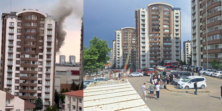 Ankara'da 14 katlı binada yangın; mahsur kalan anne ve oğlu kurtarıldı