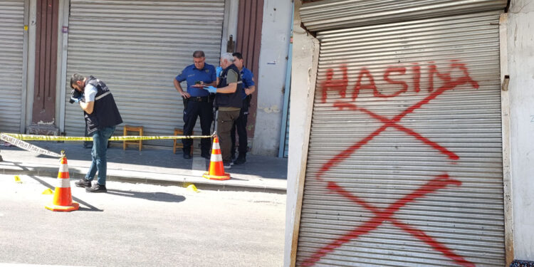 Dükkanının kepengine 'hasım' yazan kişiyi tabancayla bacağından vurdu