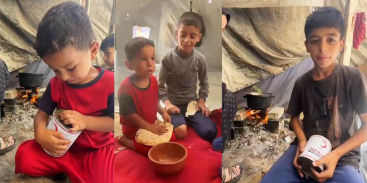 Gazzeli çocuklar 7 ay sonra ilk kez et yedi