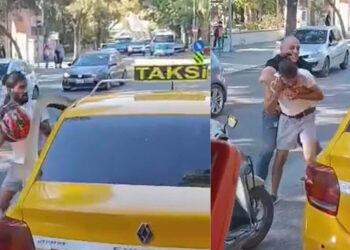 İzmir'de kasklı tekmeli ve yumruklu kavga