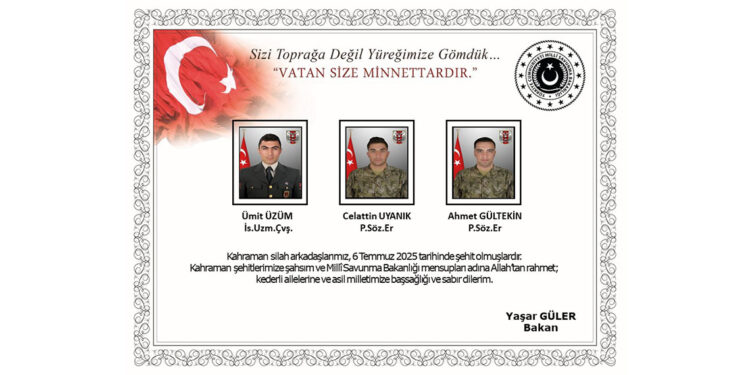 Metan gazından etkilenen 3 askerimiz daha şehit oldu