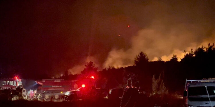 Geyve'de yükselen alevler geceyi aydınlattı