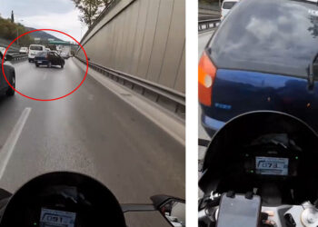 Önüne kıran otomobile çarpan motosikletin sürücüsü yere düştü