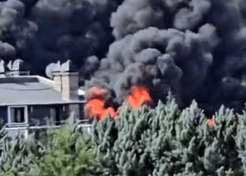 Ankara'nın Gölbaşı ilçesinde villaların bulunduğu alanda yangın