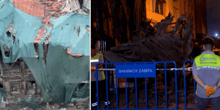 Bakırköy'de 100 yıllık tarihi bina çöktü