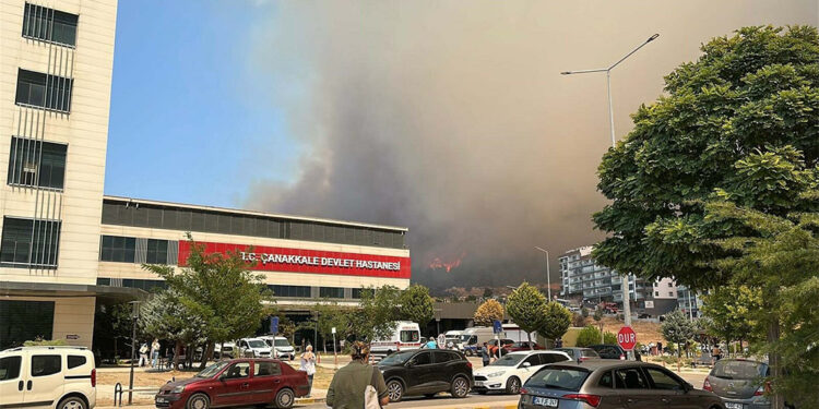 Çanakkale'de orman yangını; Alevler yerleşim yerlerine yaklaştı