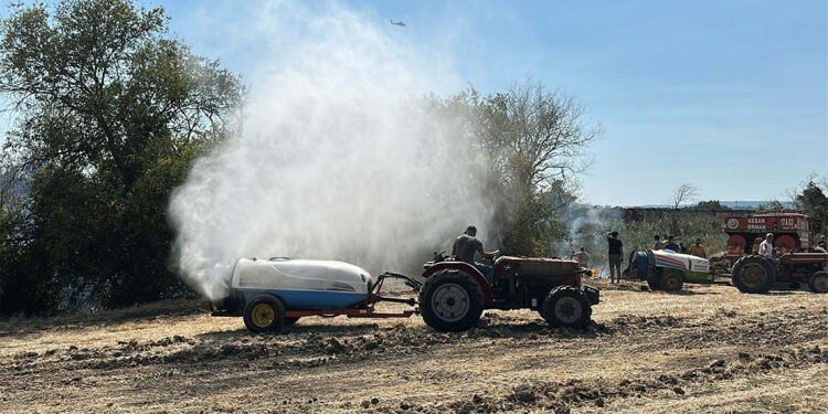 Çanakkale'de tarım arazisinde yangın; Bir sera yandı